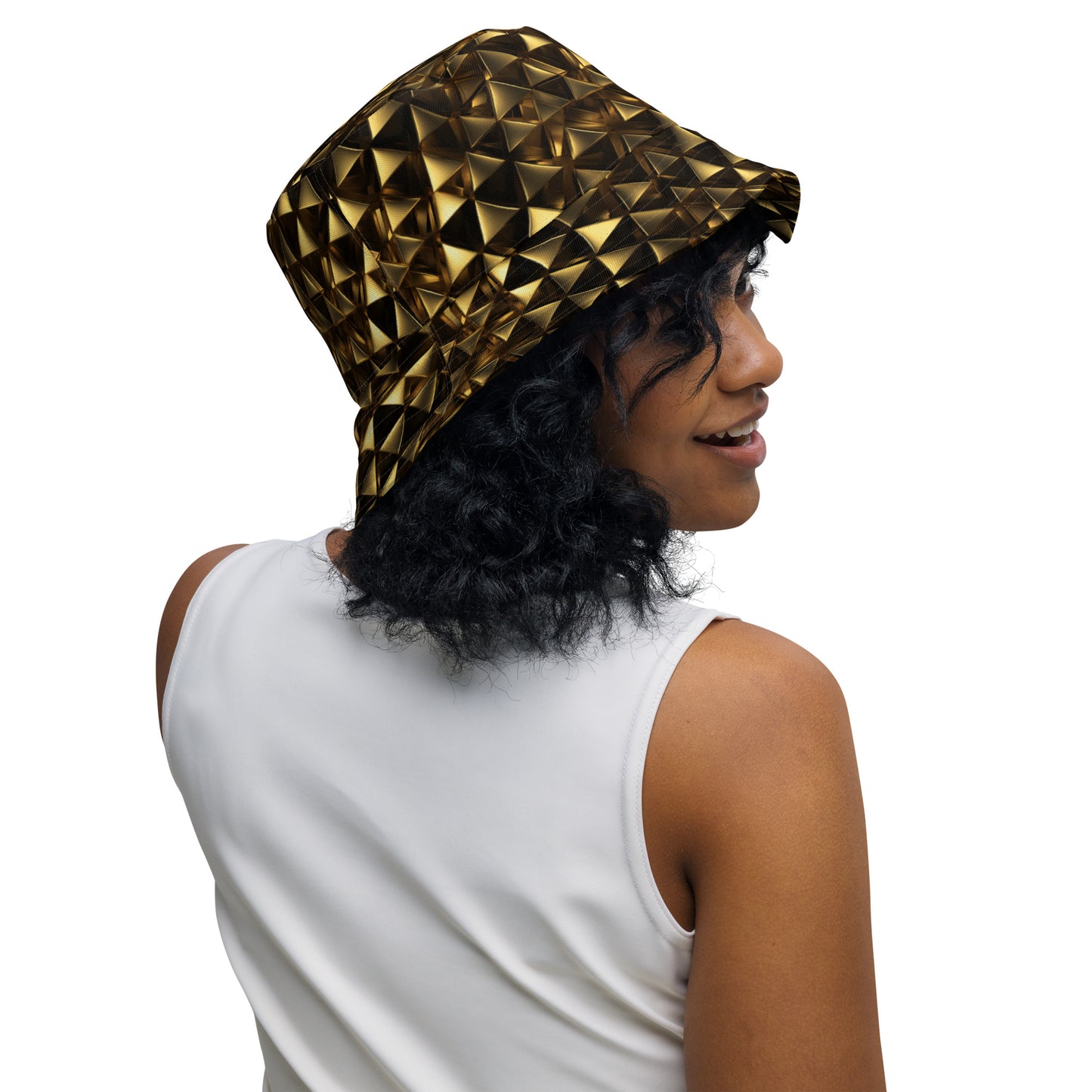 Gold & Black Pyramids Reversible bucket hat