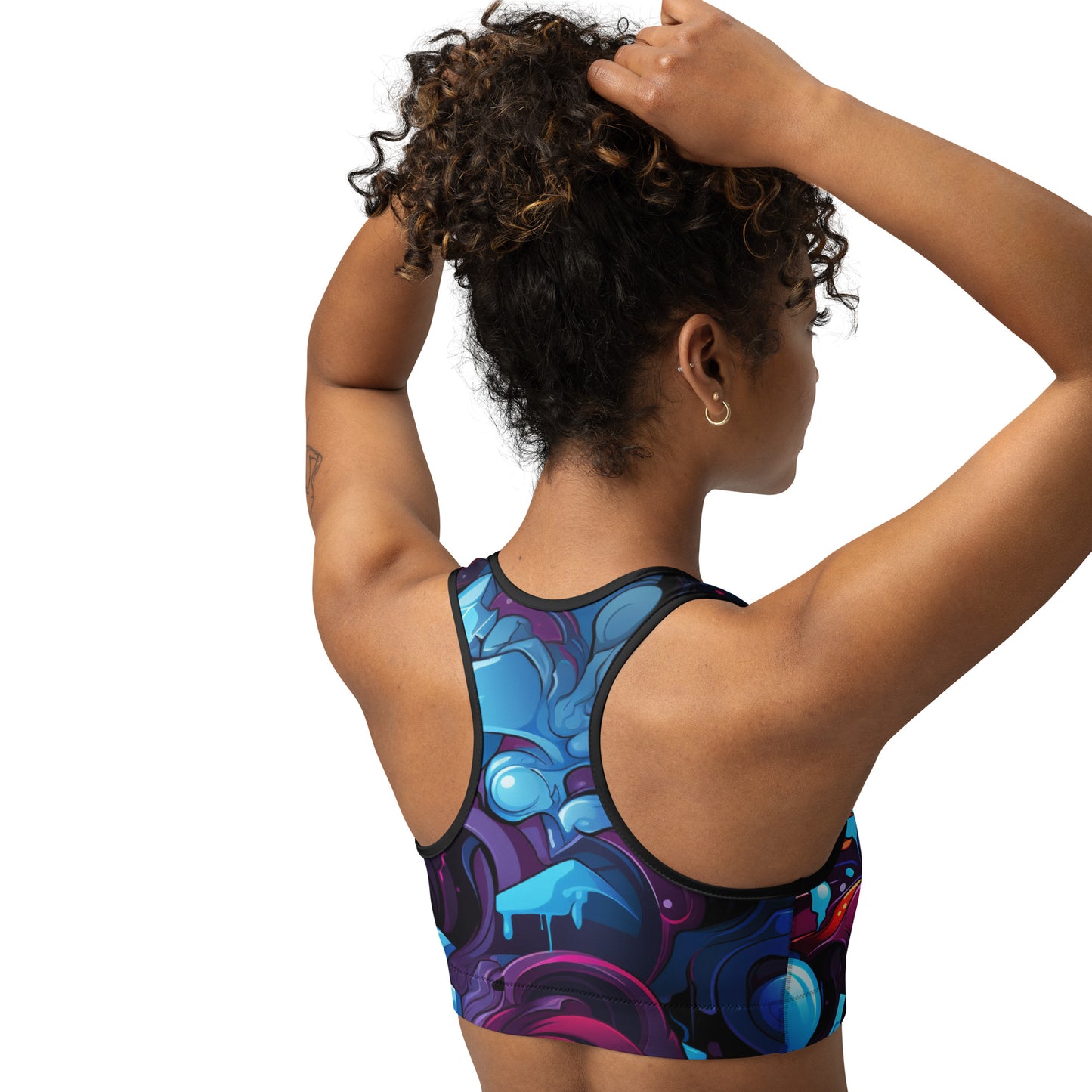 Blue & Purple Urban Graffiti Sports bra