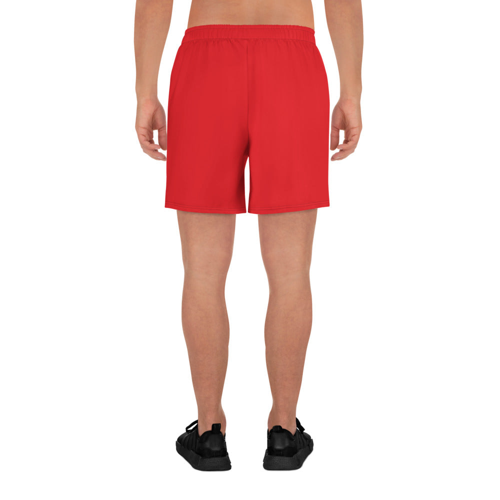 Red Accent Unisex Athletic Long Shorts