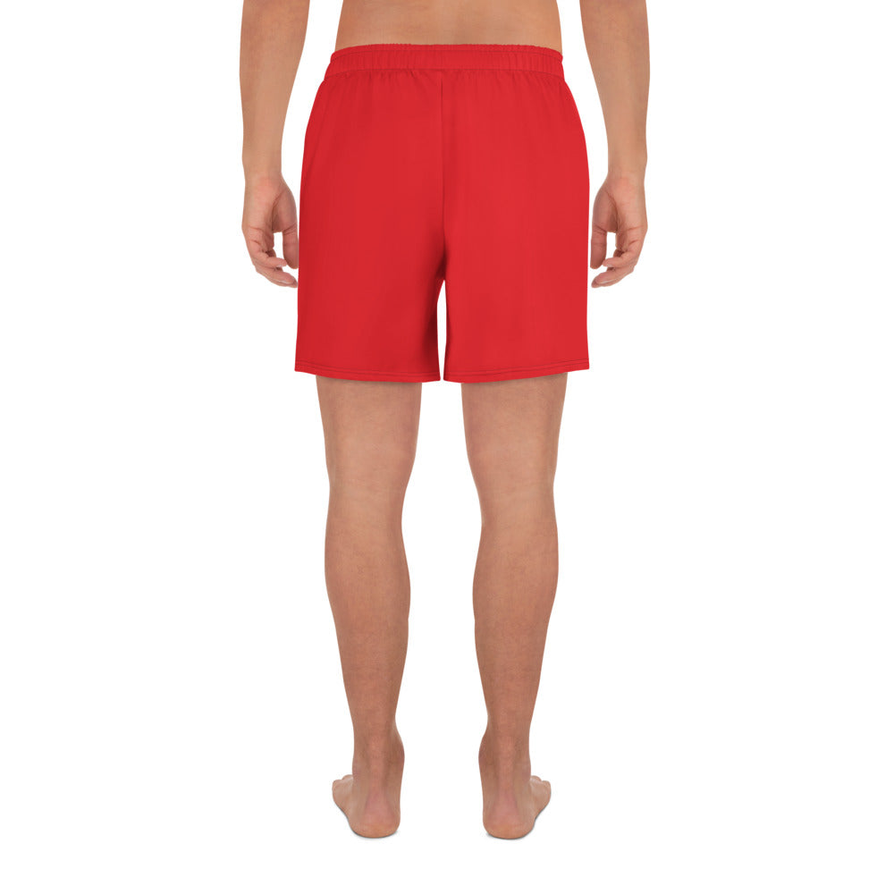 Red Accent Unisex Athletic Long Shorts