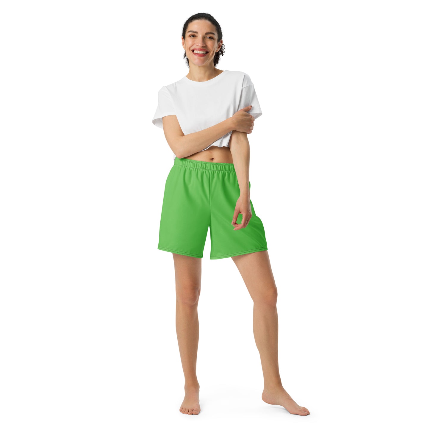 Green Accent Unisex Athletic Long Shorts