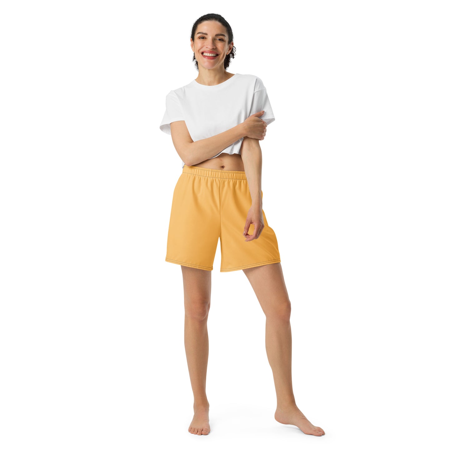 Light Orange Unisex Athletic Long Shorts