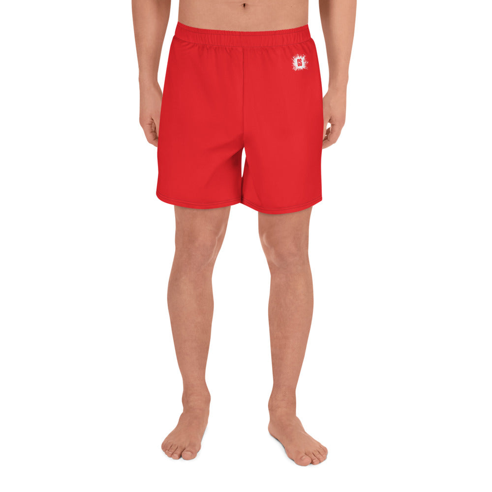 Red Accent Unisex Athletic Long Shorts