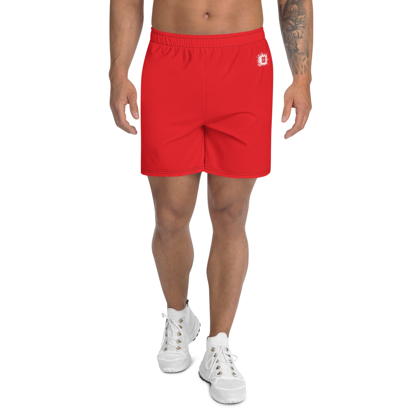 Red Accent Unisex Athletic Long Shorts