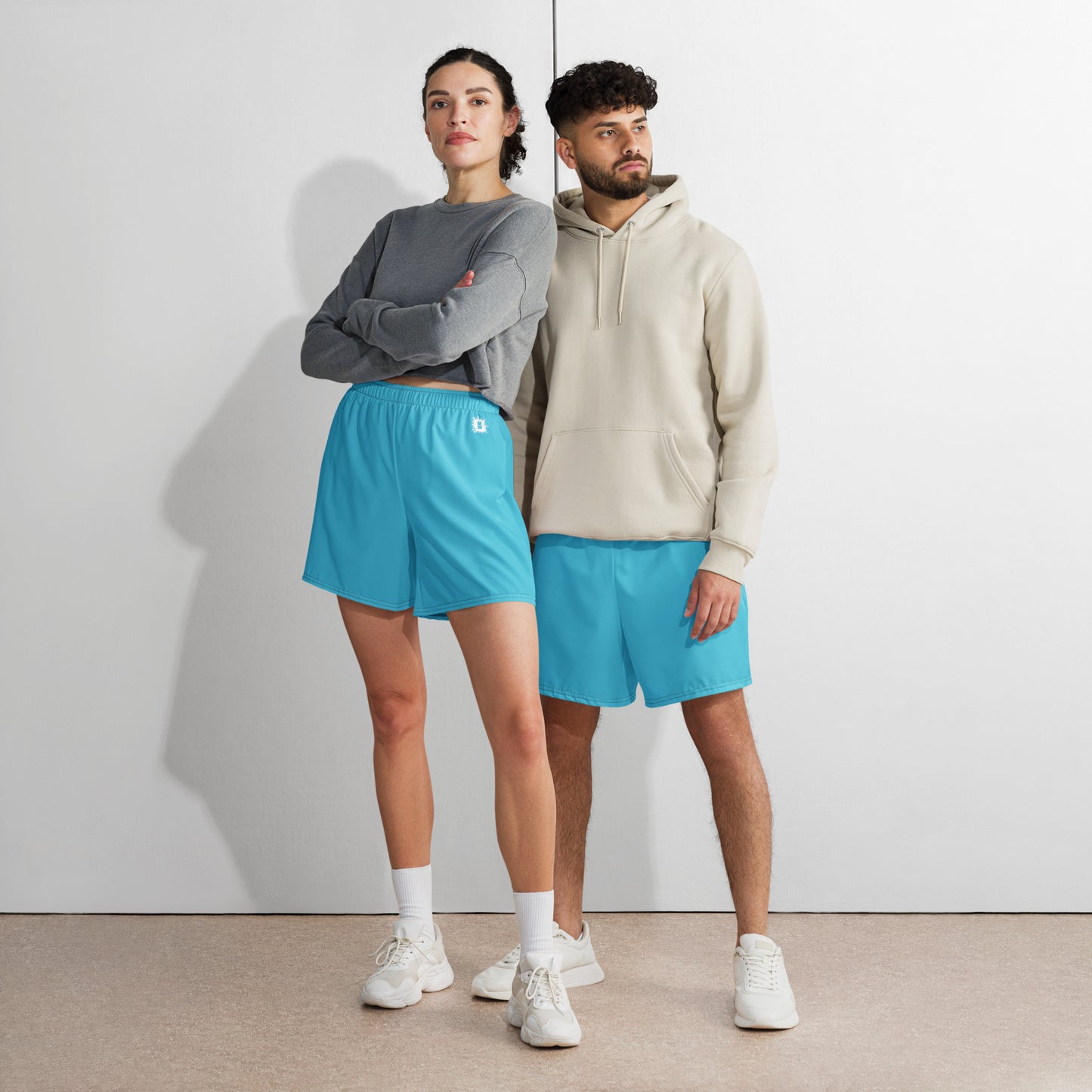 Teal Accent Unisex Athletic Long Shorts