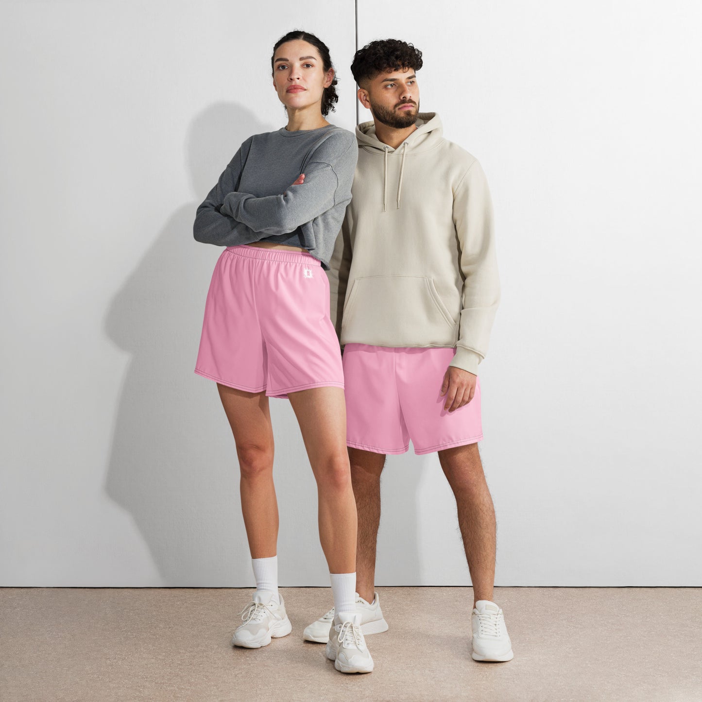 Light Pink Accent Unisex Athletic Long Shorts