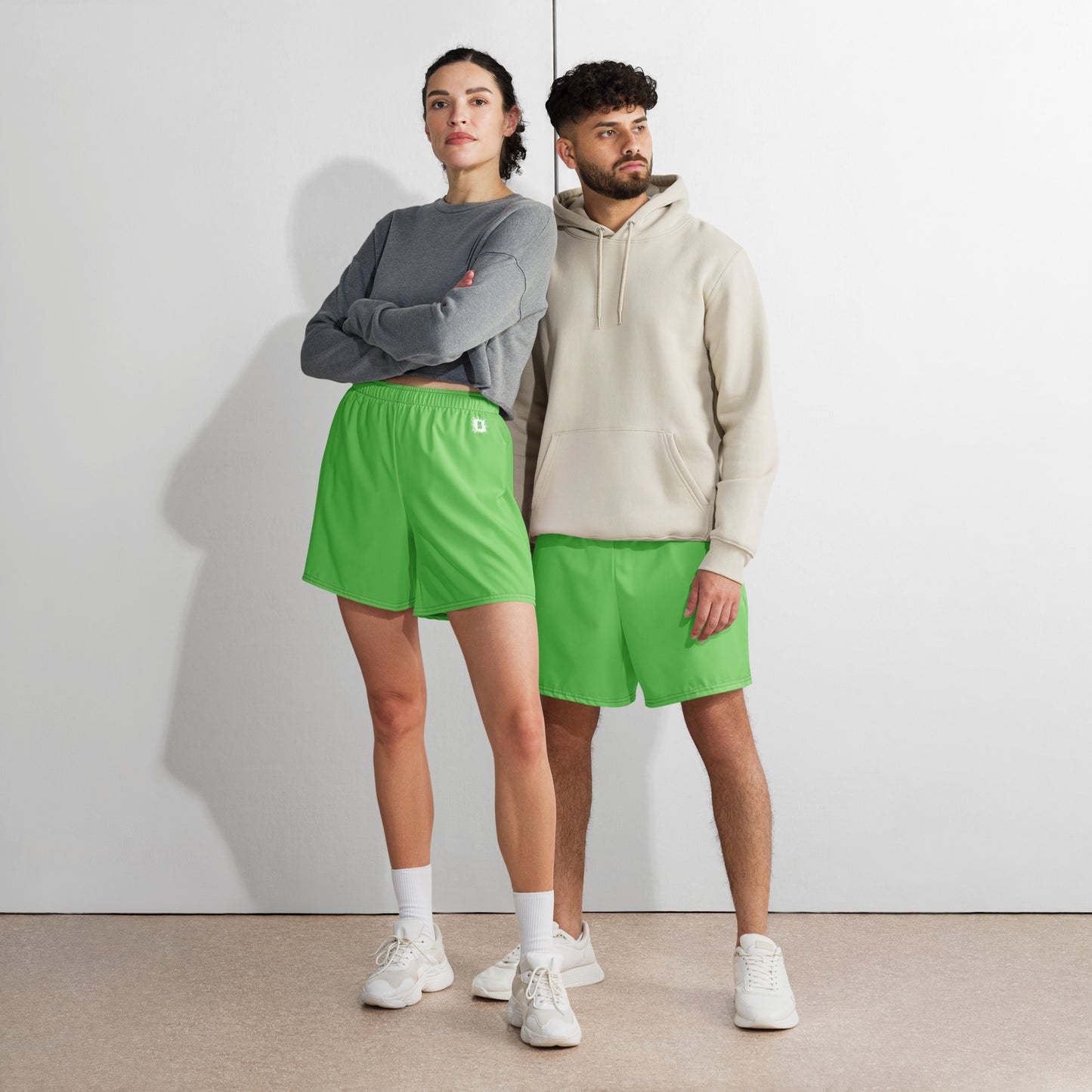 Green Accent Unisex Athletic Long Shorts