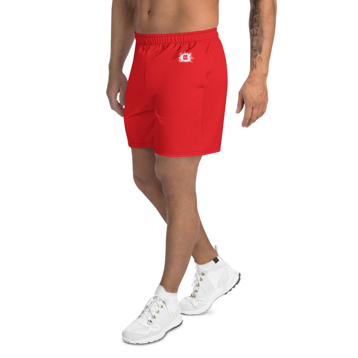 Red Accent Unisex Athletic Long Shorts