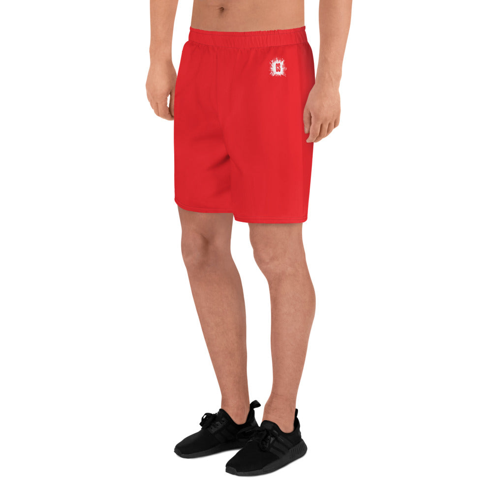 Red Accent Unisex Athletic Long Shorts