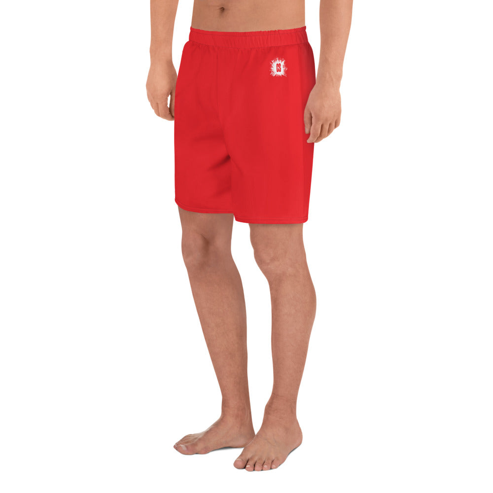 Red Accent Unisex Athletic Long Shorts