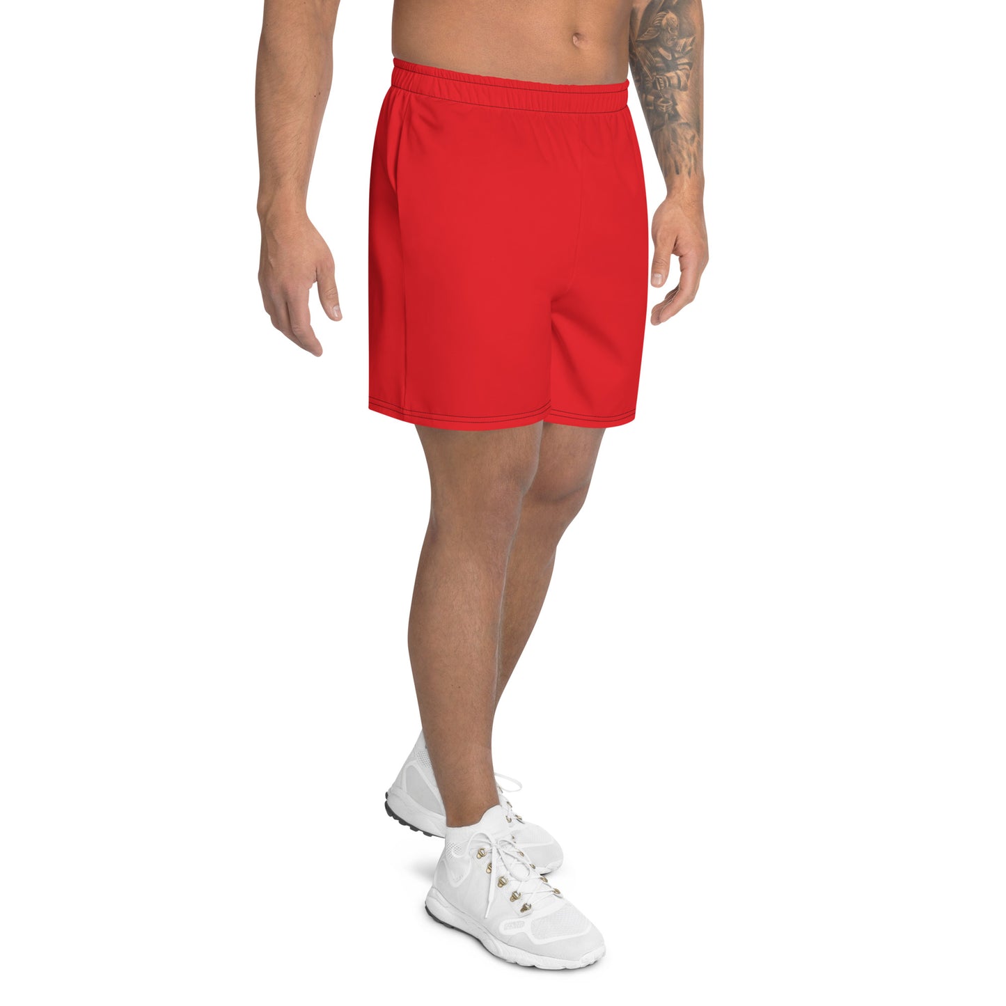 Red Accent Unisex Athletic Long Shorts