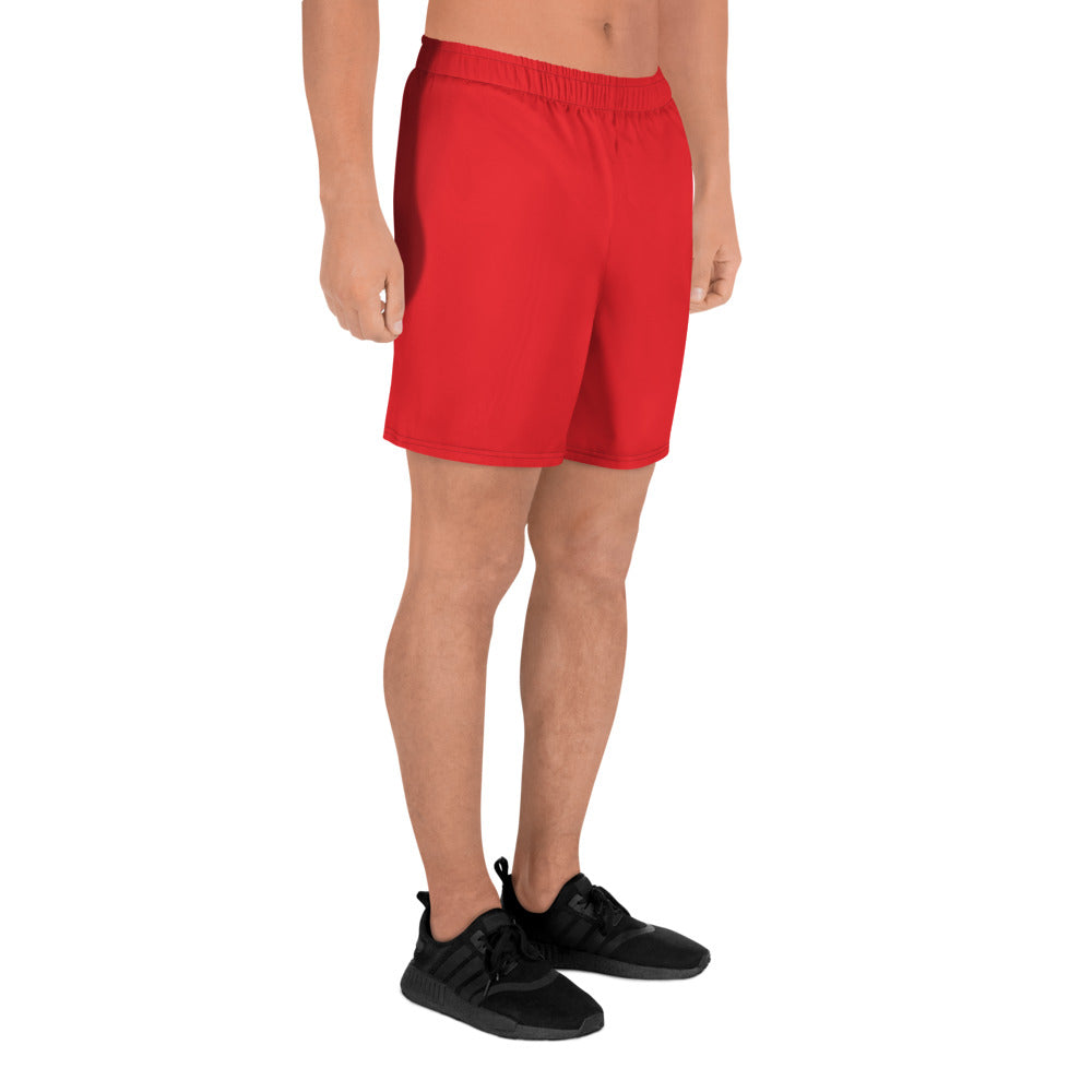 Red Accent Unisex Athletic Long Shorts