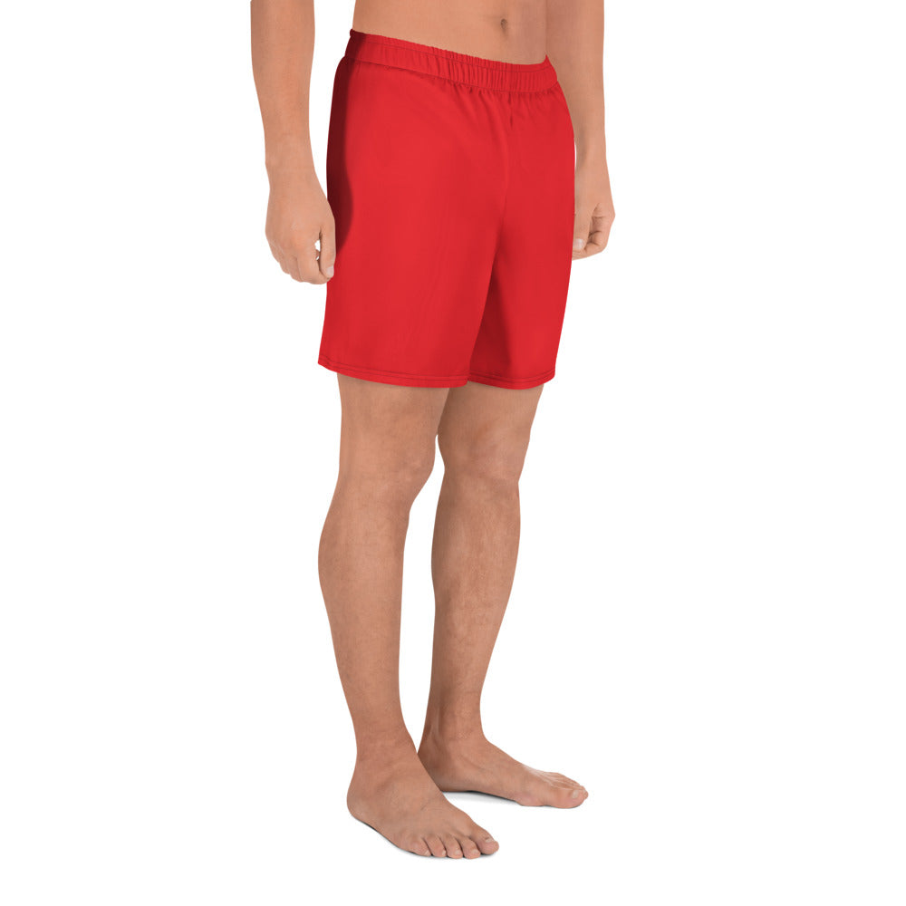 Red Accent Unisex Athletic Long Shorts