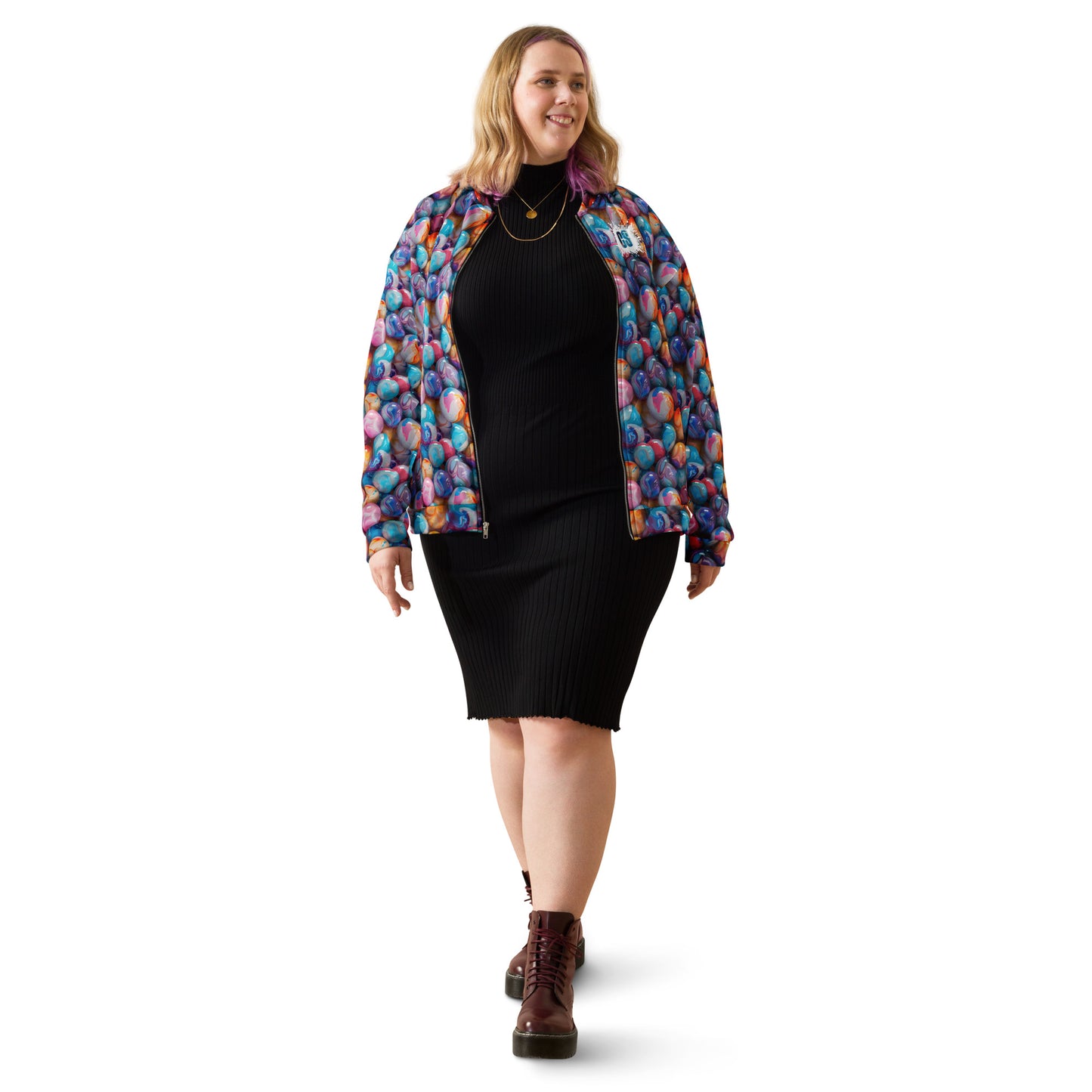 Glossy Colorful Marbles Unisex Bomber Jacket