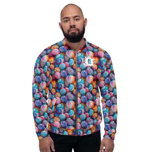 Glossy Colorful Marbles Unisex Bomber Jacket