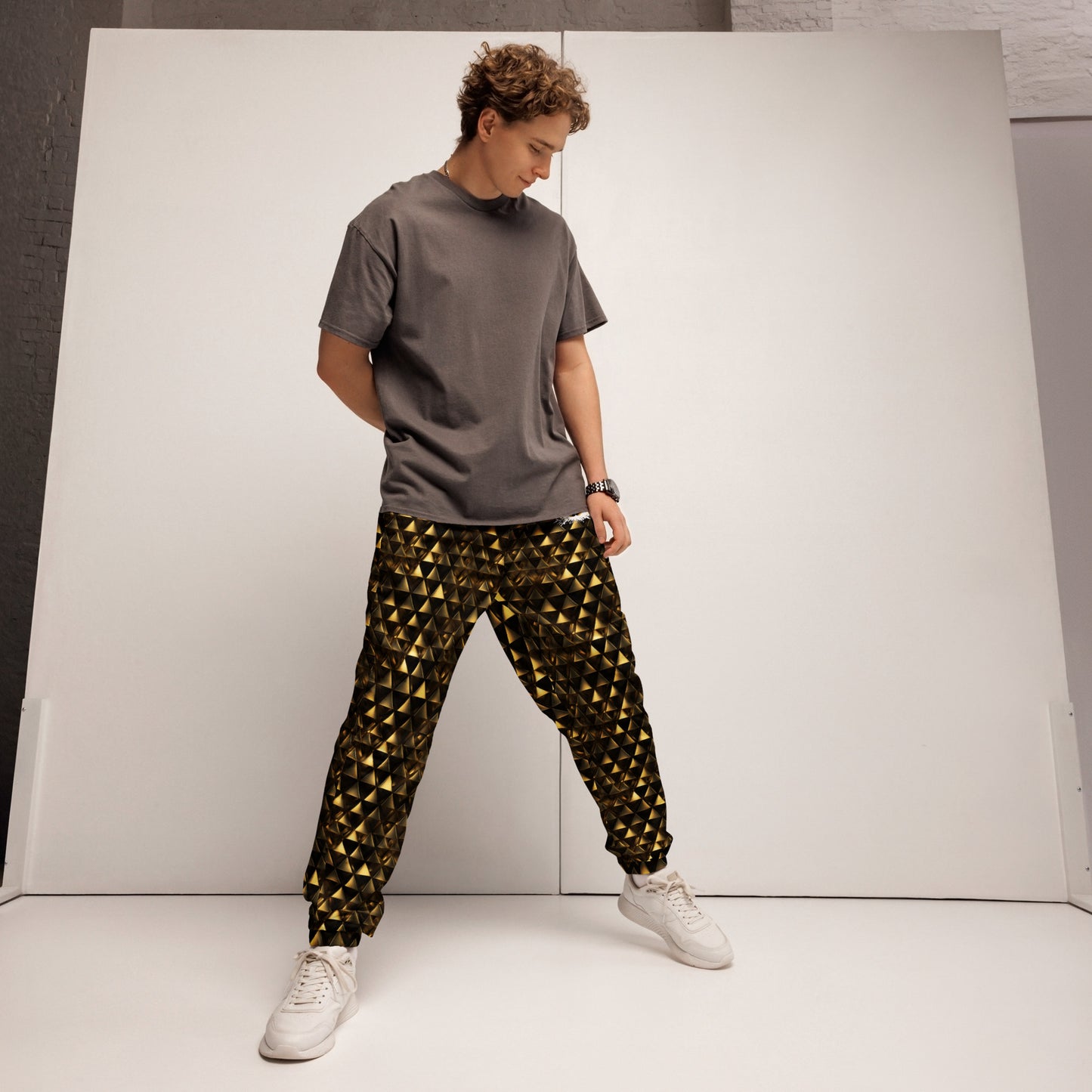 Gold & Black Pyramids Unisex track pants