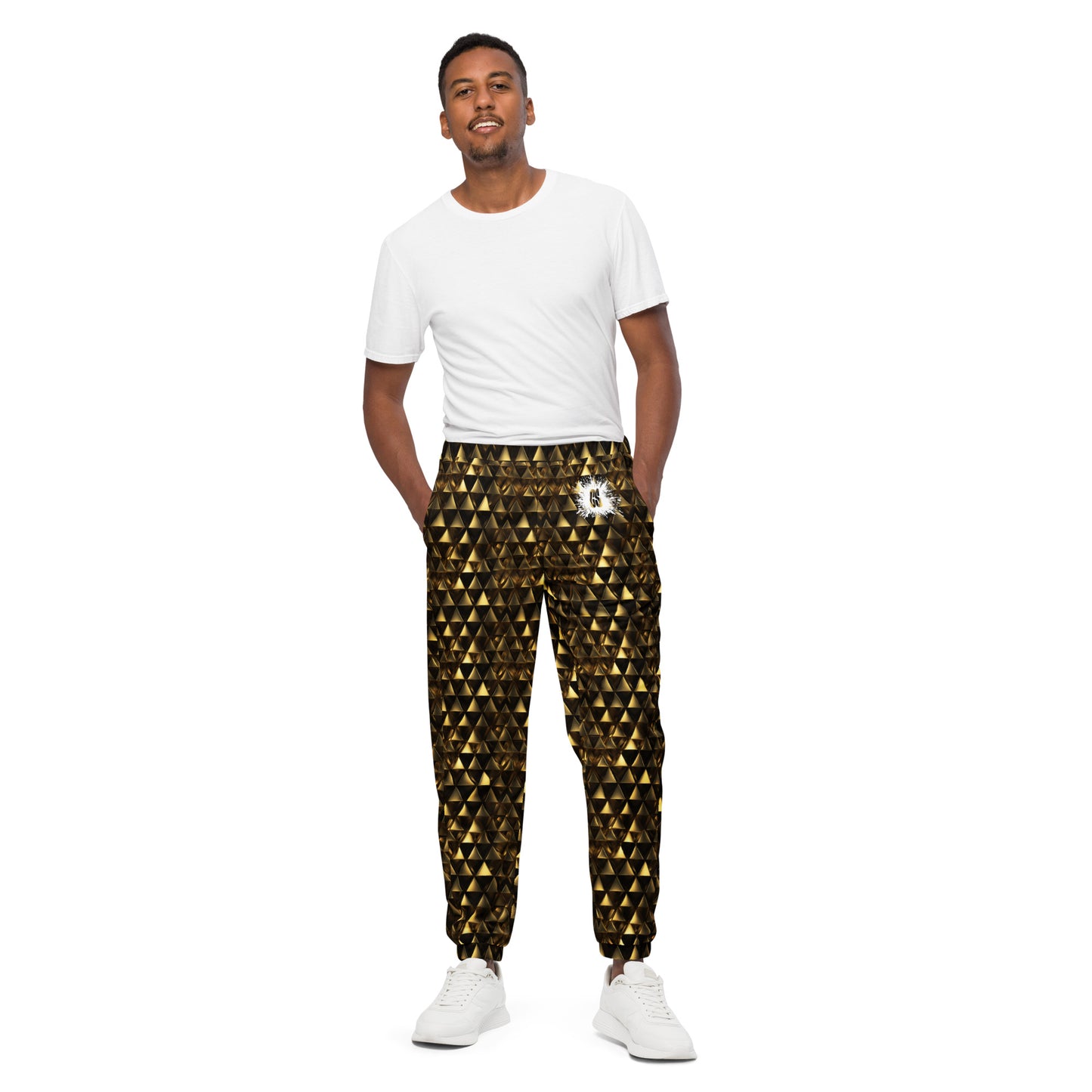 Gold & Black Pyramids Unisex track pants