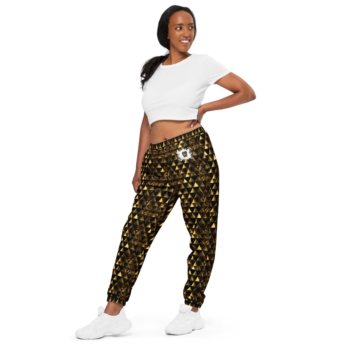 Gold & Black Pyramids Unisex track pants