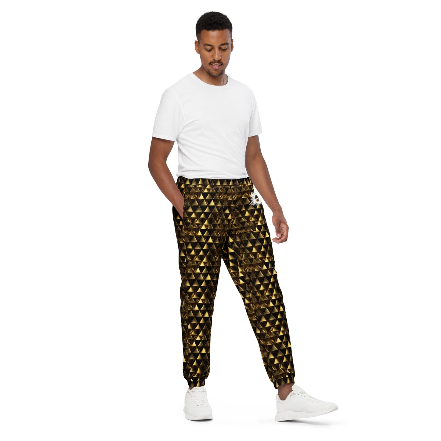 Gold & Black Pyramids Unisex track pants