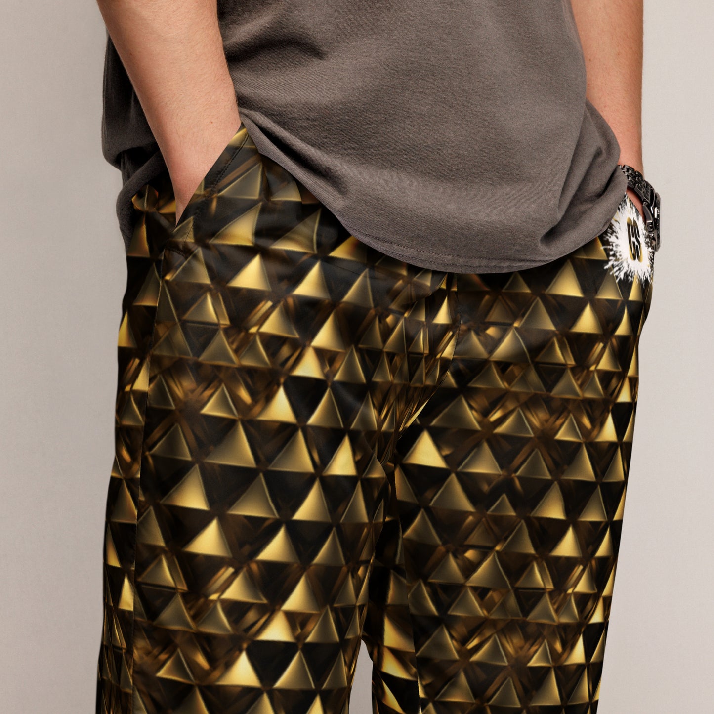 Gold & Black Pyramids Unisex track pants