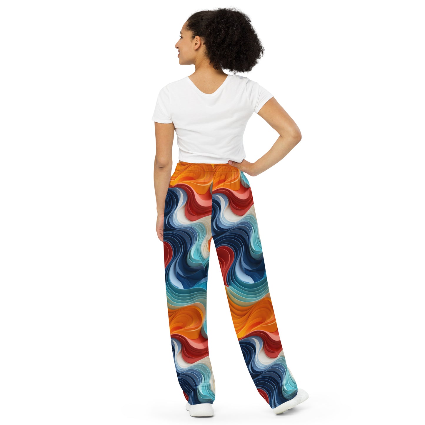 3D Color Wave unisex wide-leg pants