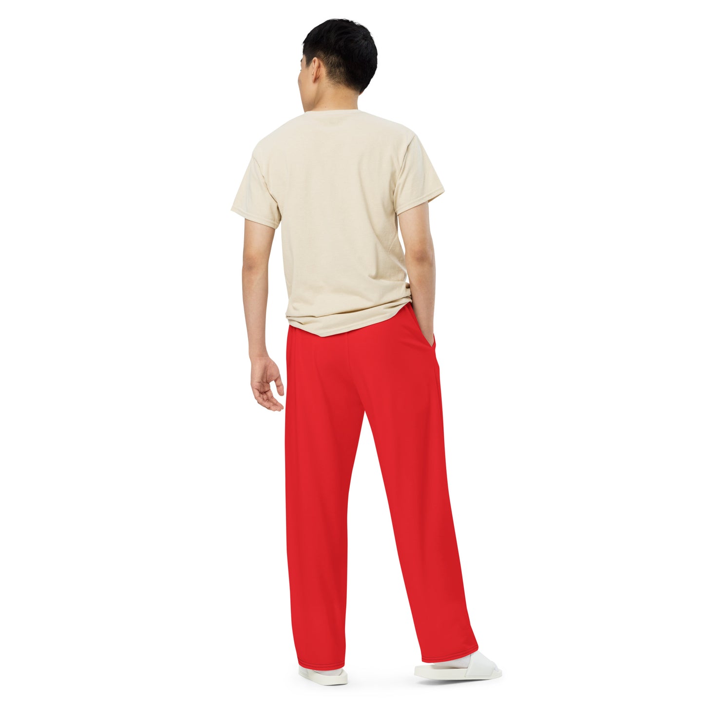 Red wide-leg pants