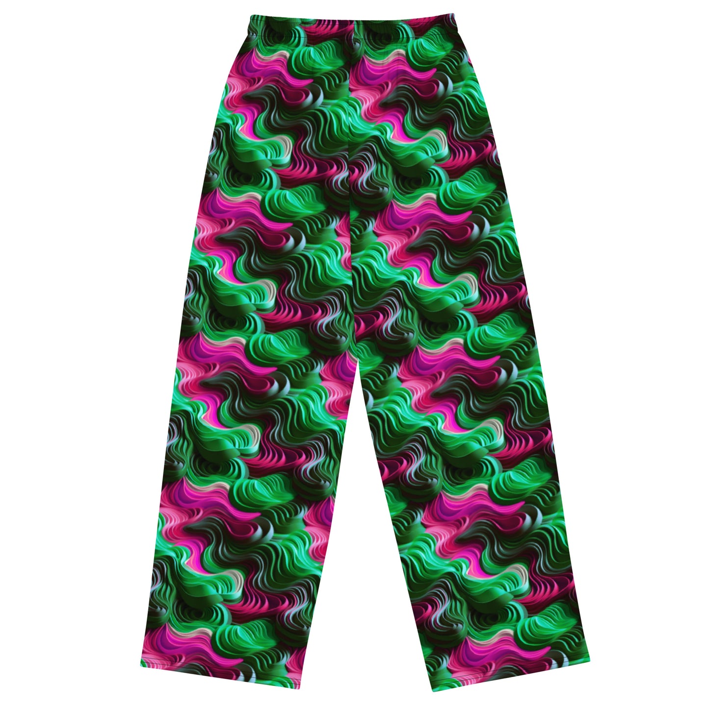 Pink & Green Cosmic Ripple Unisex wide-leg pants