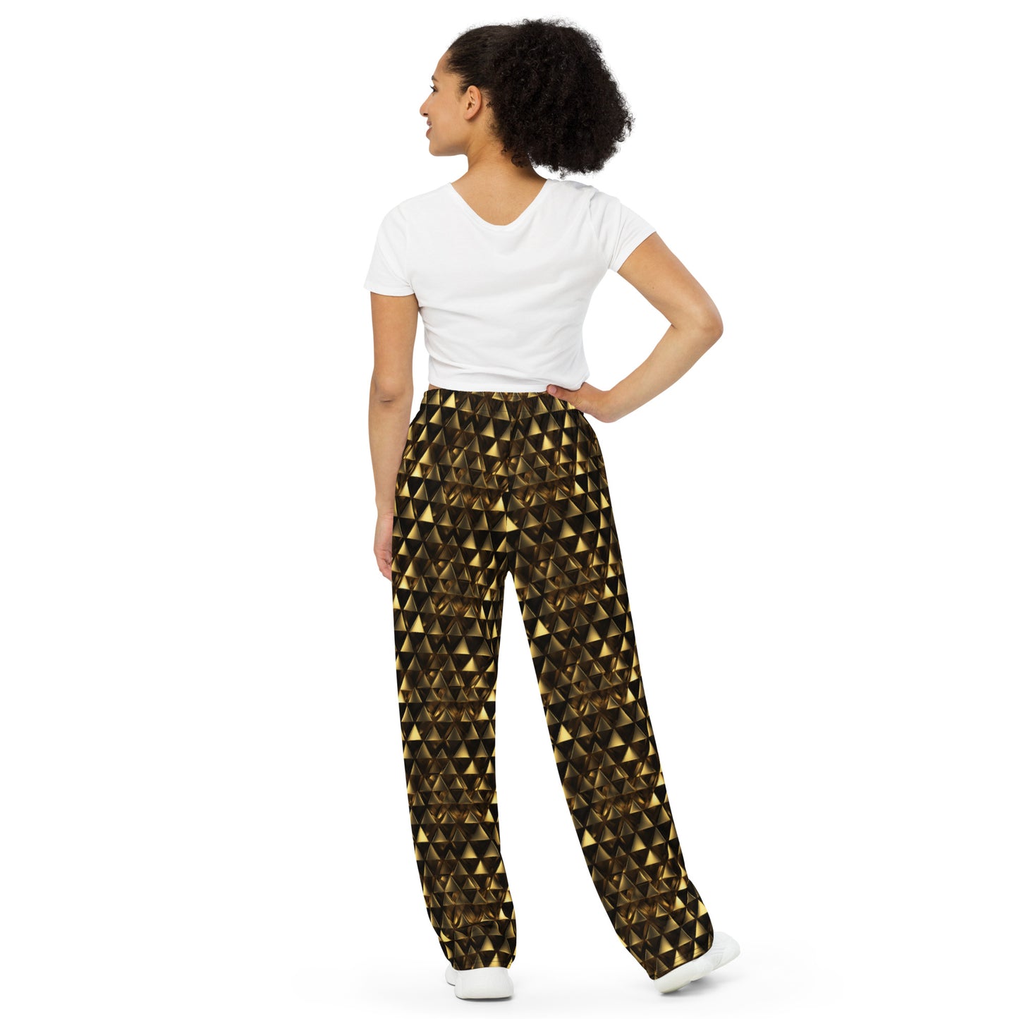 Gold & Black Pyramids unisex wide-leg pants