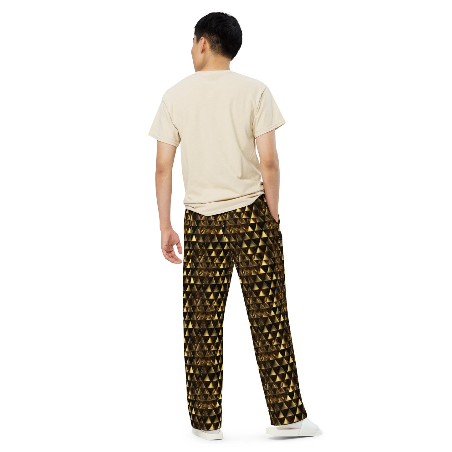 Gold & Black Pyramids unisex wide-leg pants