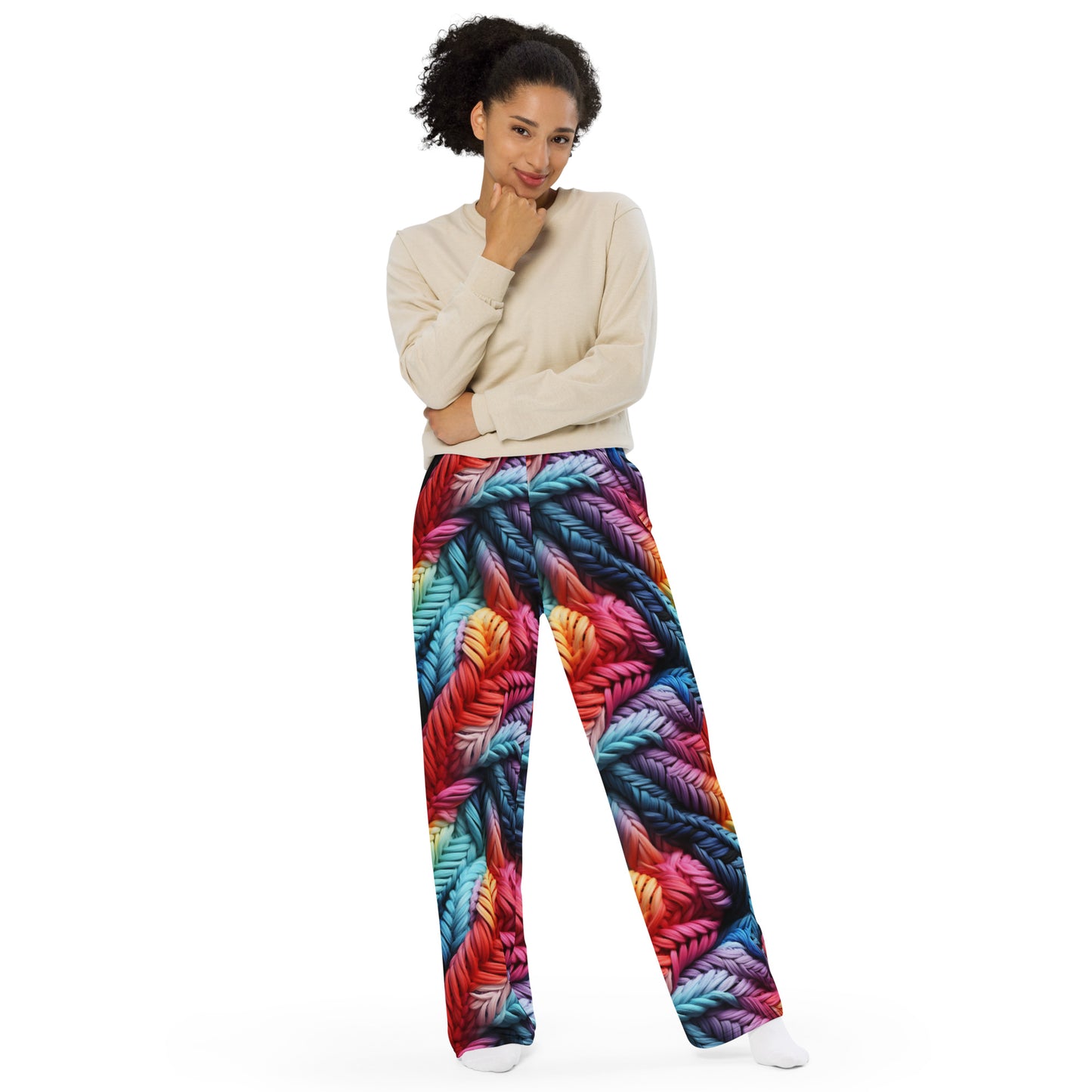Colorful Lace Potpourri unisex wide-leg pants