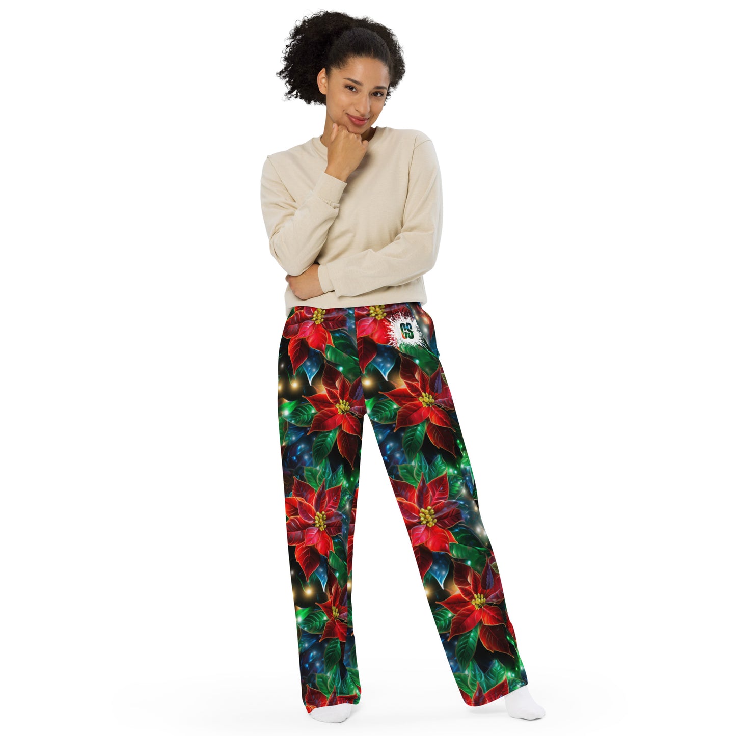 Christmas Lights & Mistletoe unisex wide-leg pants