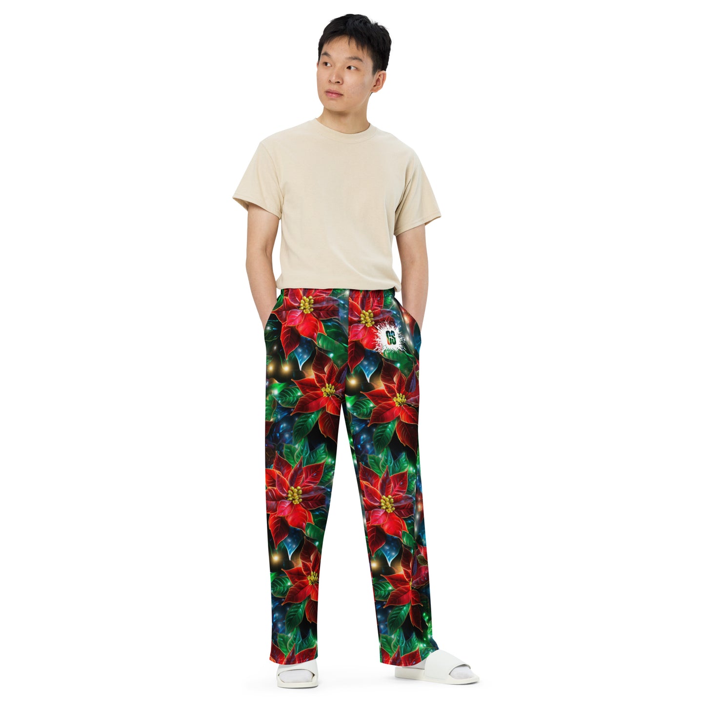 Christmas Lights & Mistletoe unisex wide-leg pants