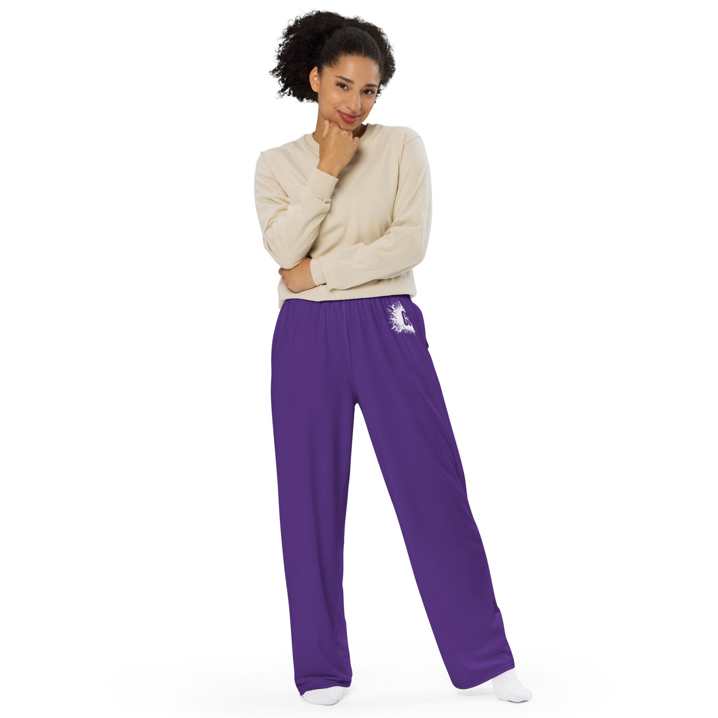 Purple Accent wide-leg pants