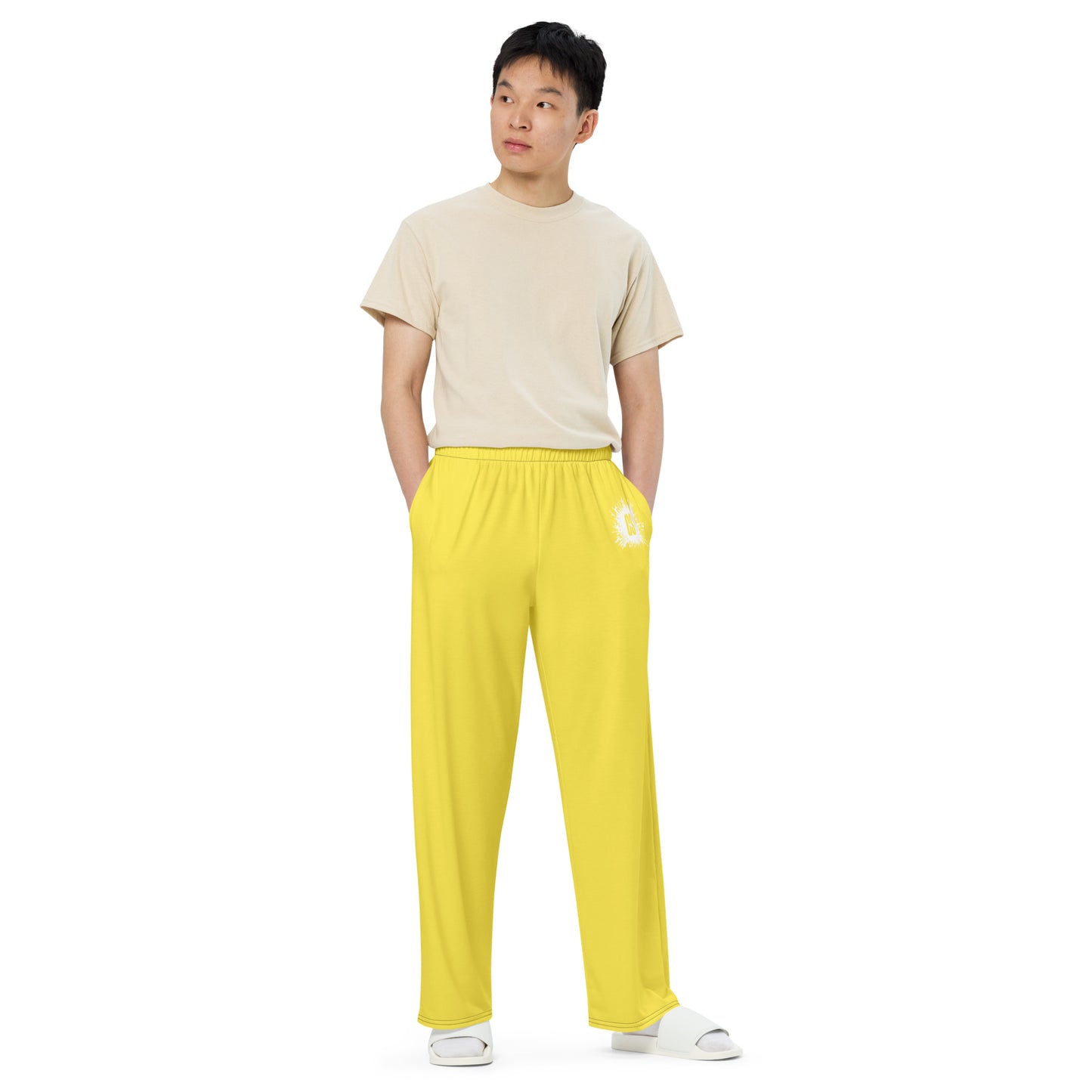 Yellow unisex wide-leg pants