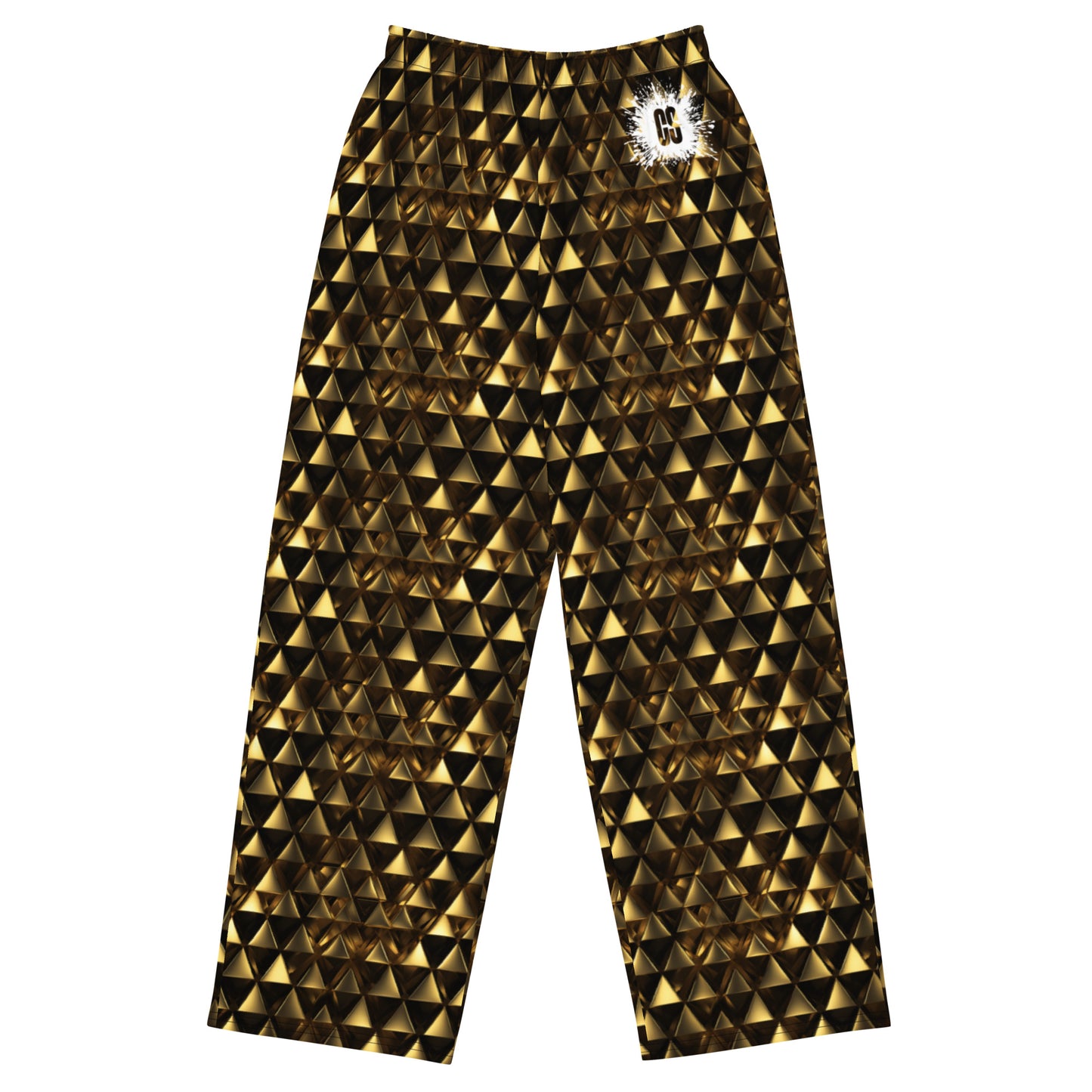 Gold & Black Pyramids unisex wide-leg pants