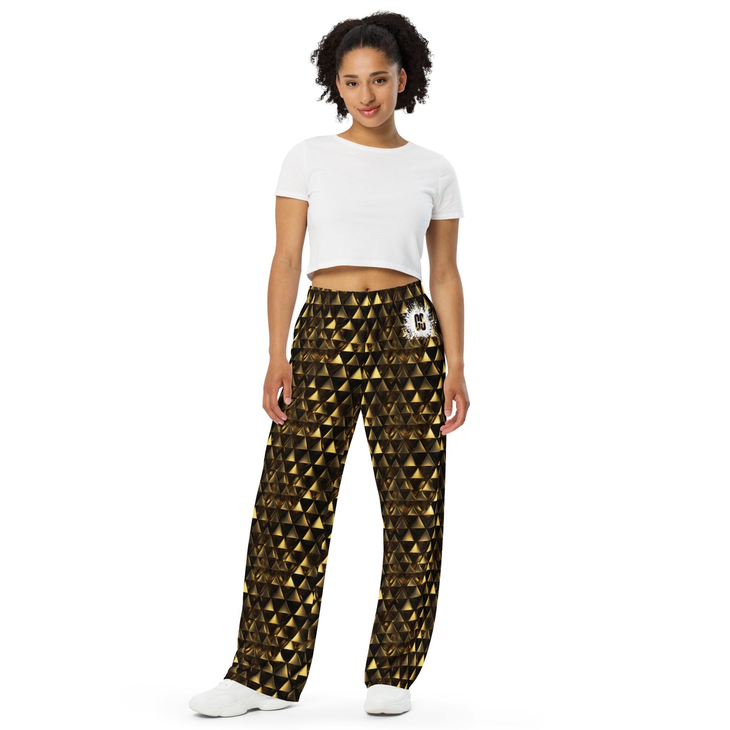 Gold & Black Pyramids unisex wide-leg pants