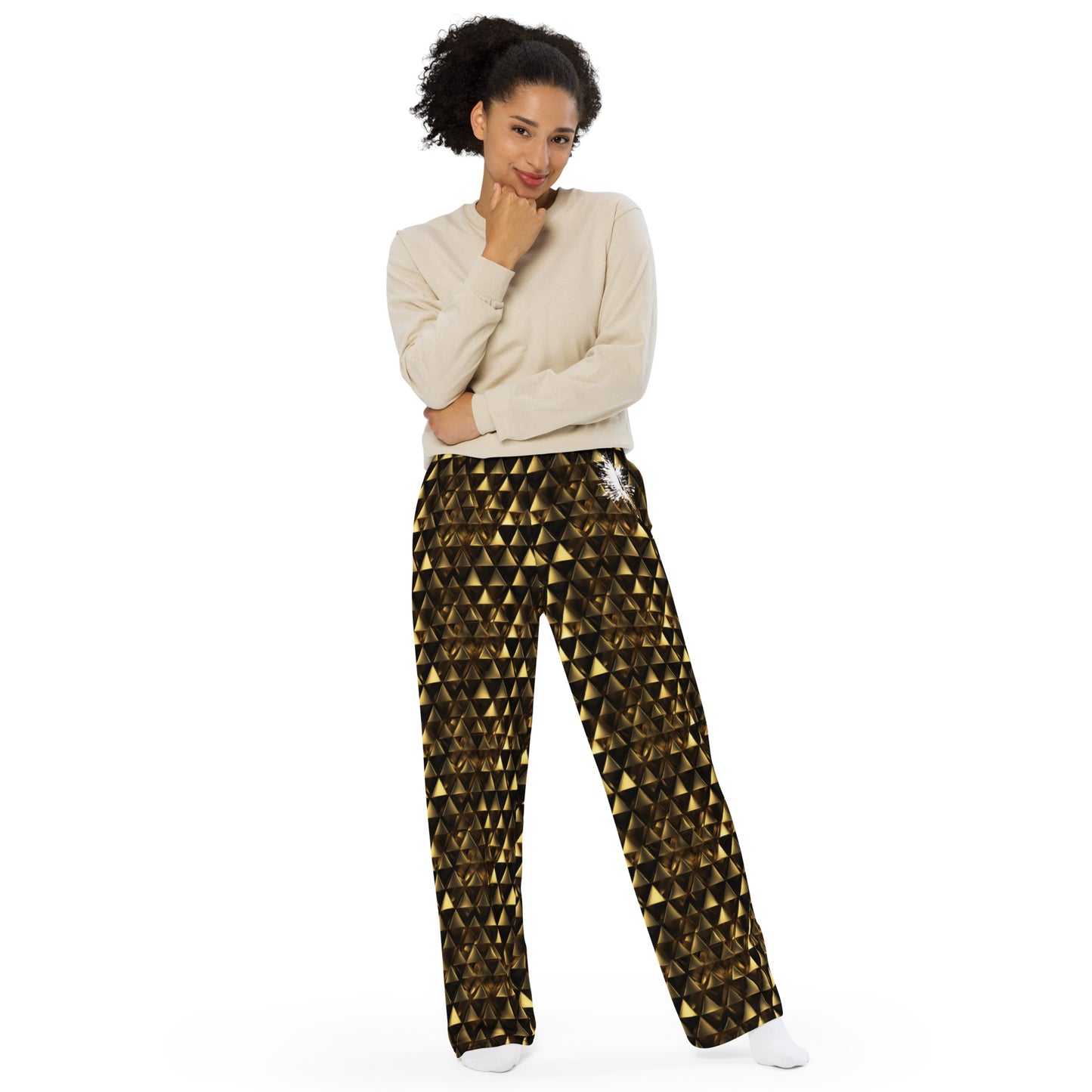 Gold & Black Pyramids unisex wide-leg pants