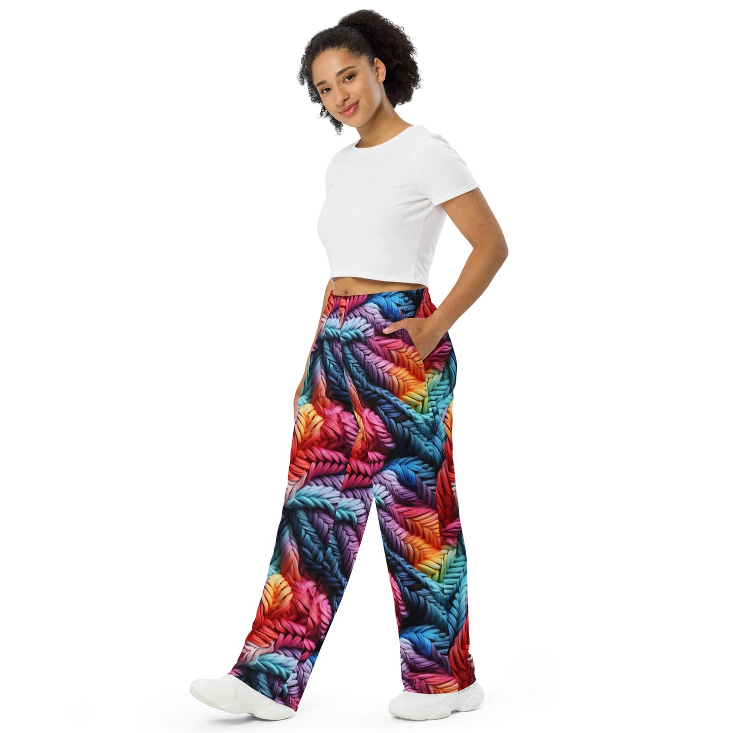 Colorful Lace Potpourri unisex wide-leg pants