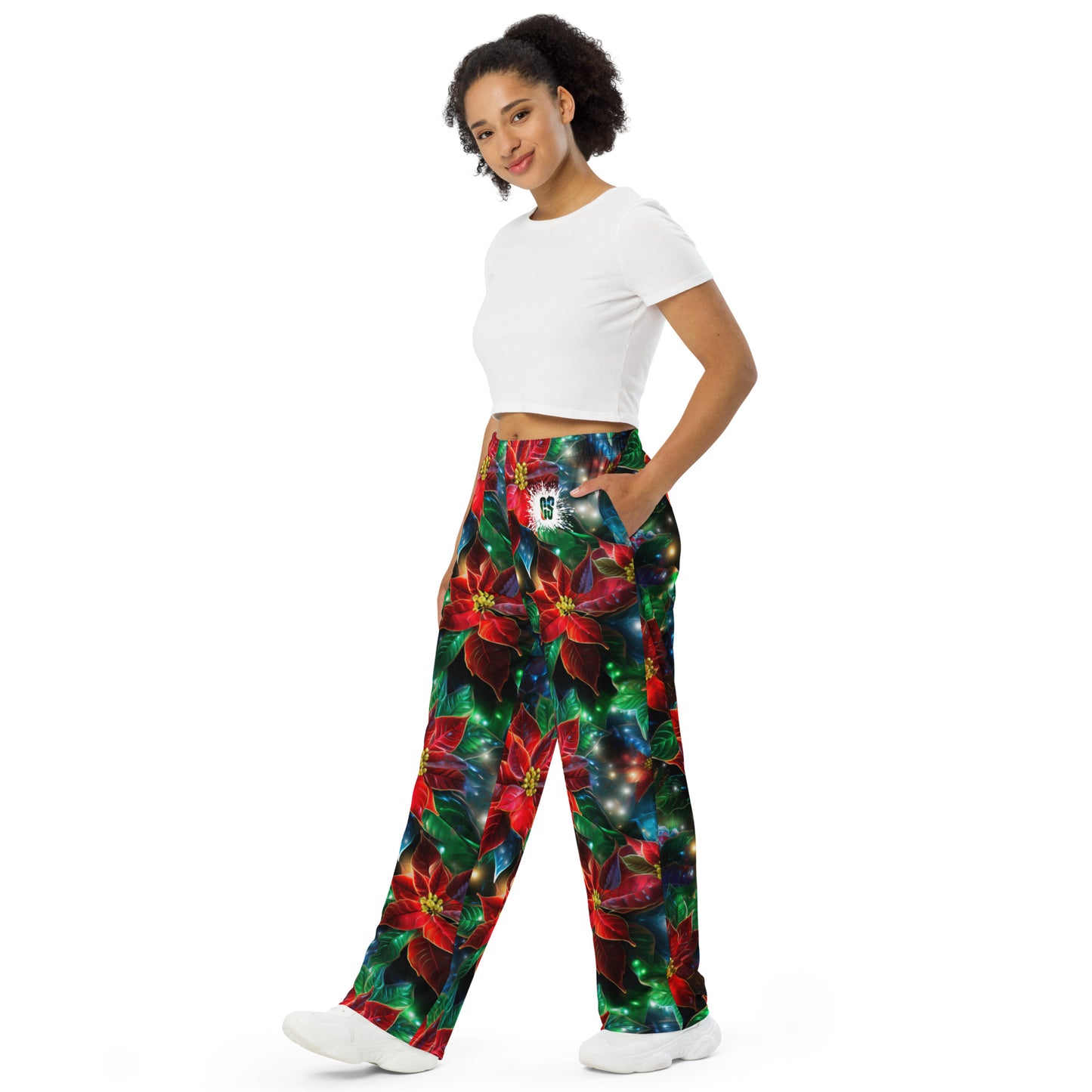 Christmas Lights & Mistletoe unisex wide-leg pants