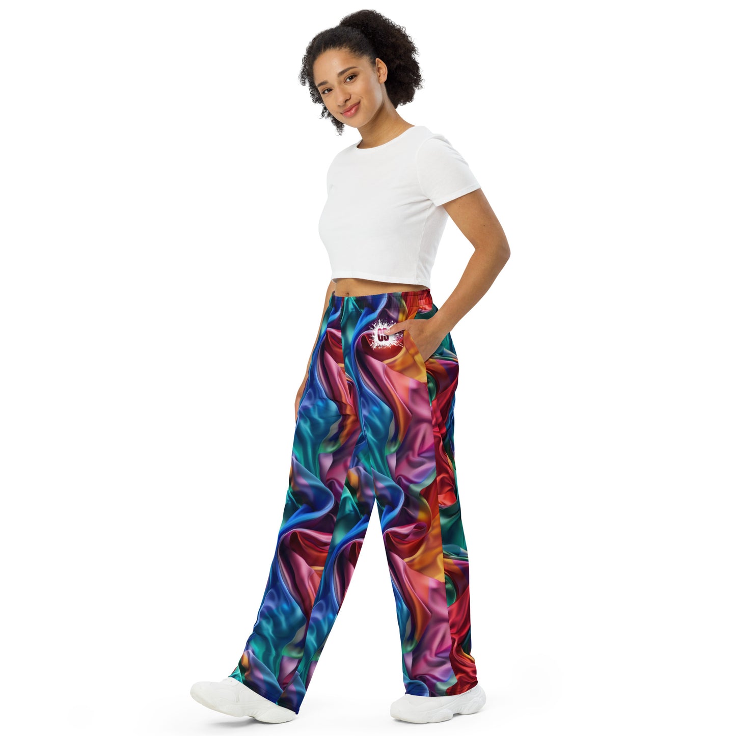 Colorful Satin unisex wide-leg pants