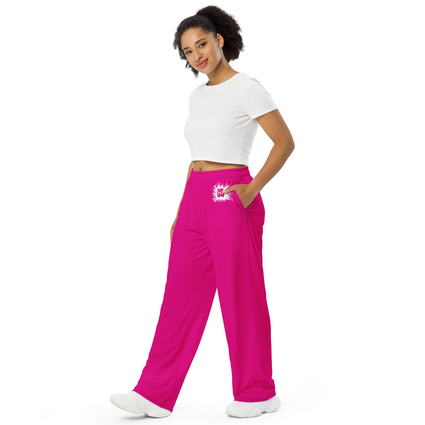 Pink unisex wide-leg pants