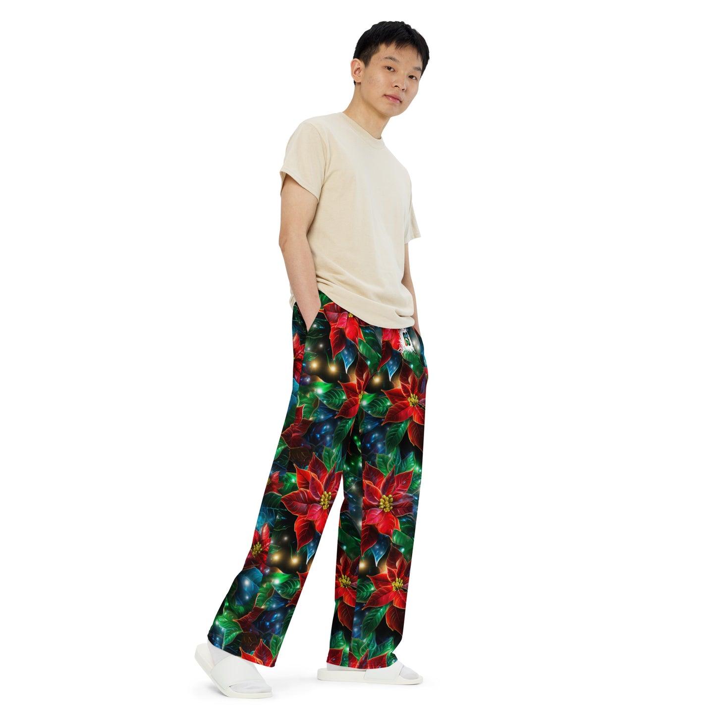 Christmas Lights & Mistletoe unisex wide-leg pants