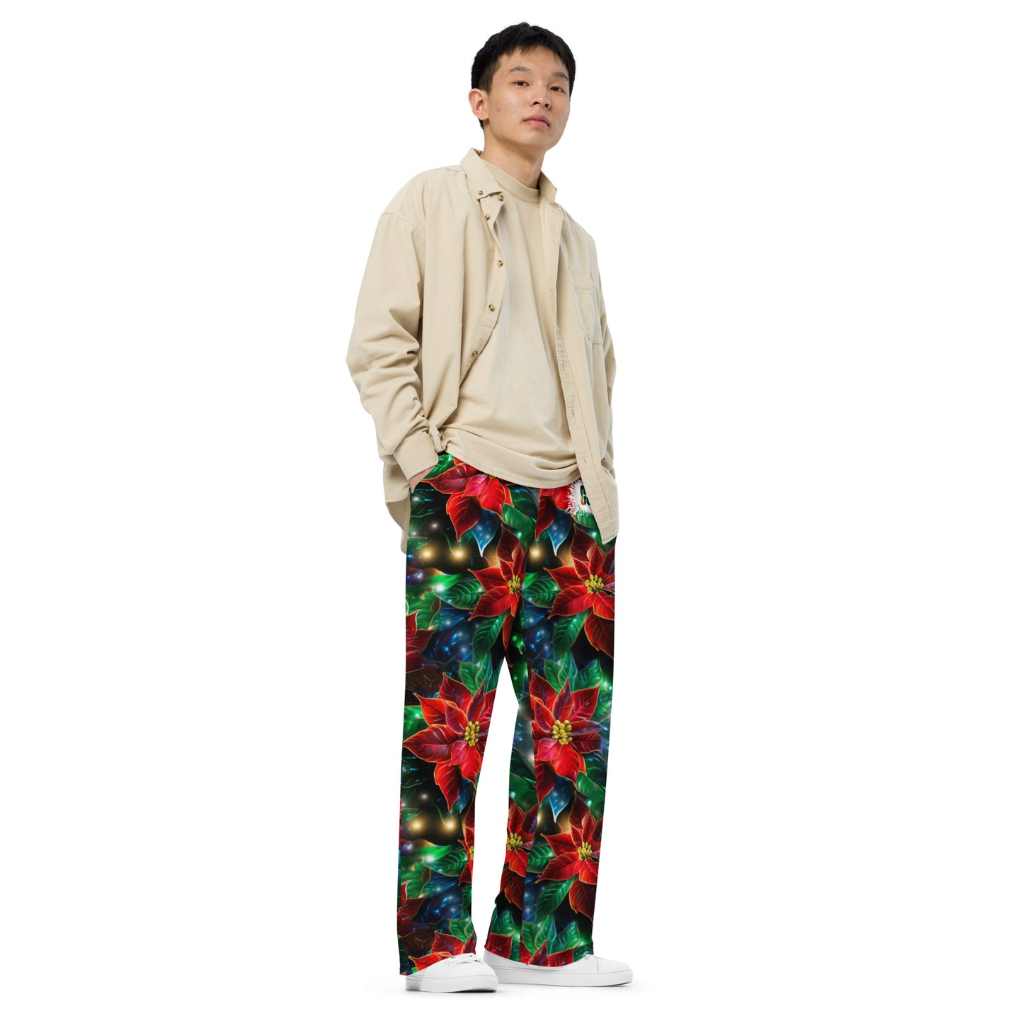 Christmas Lights & Mistletoe unisex wide-leg pants