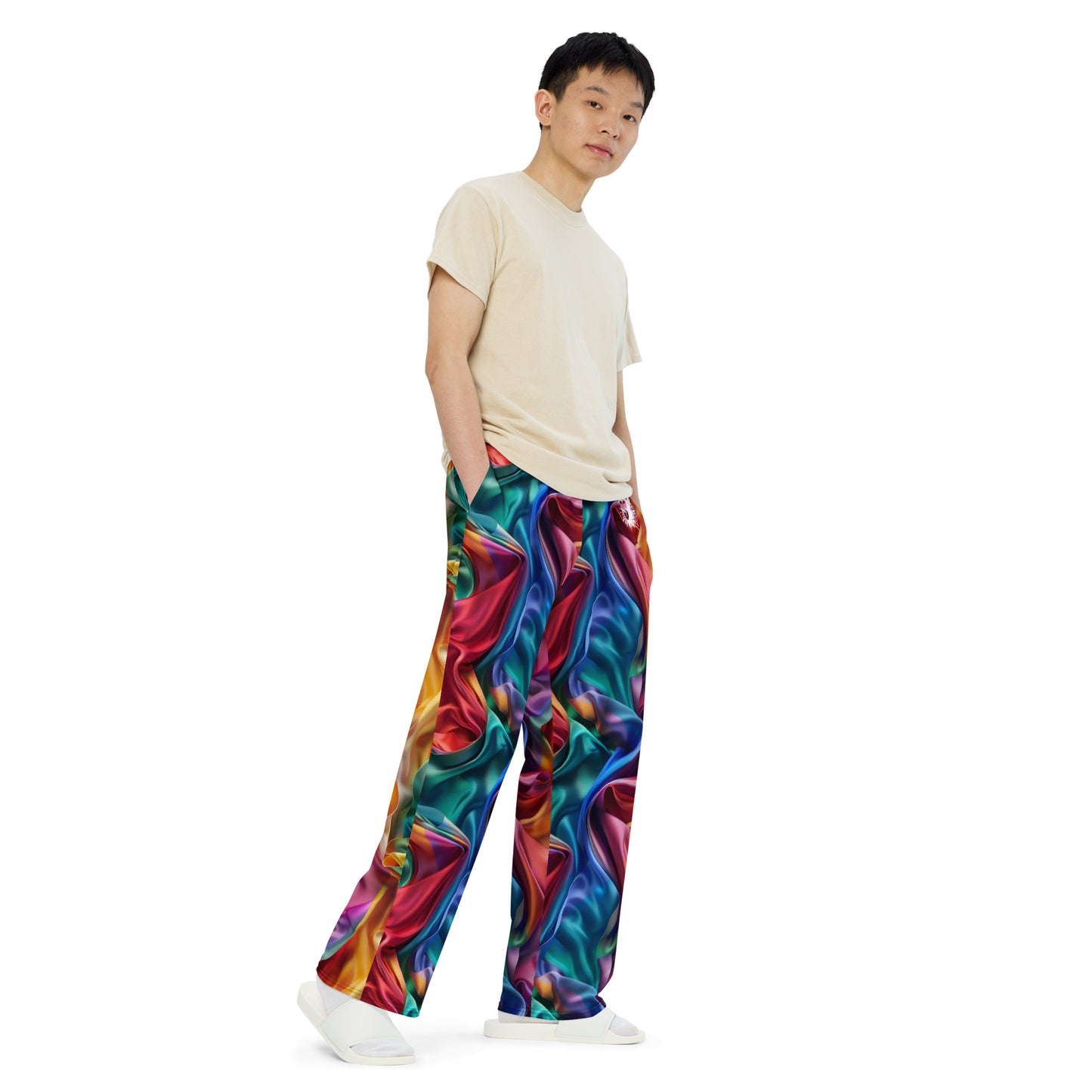 Colorful Satin unisex wide-leg pants