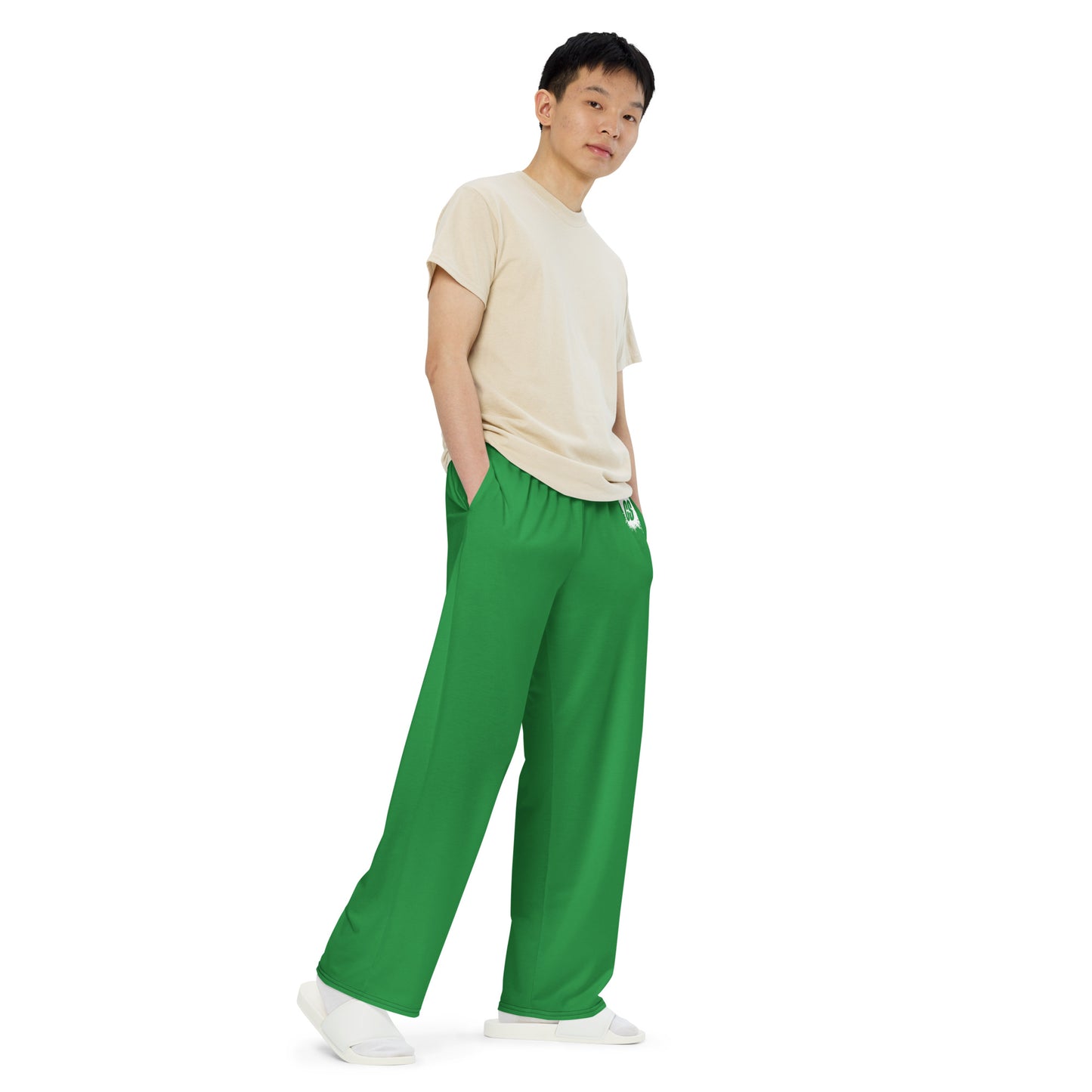 Dark Green unisex wide-leg pants