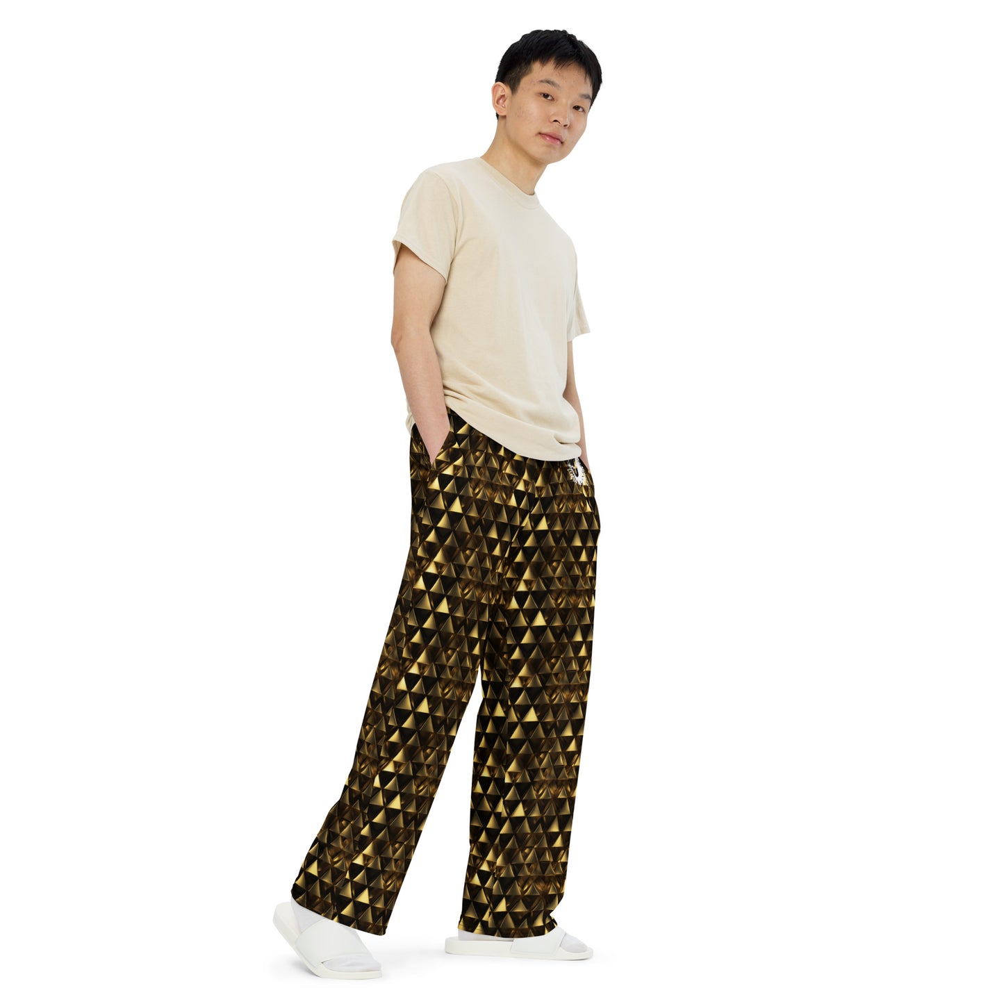 Gold & Black Pyramids unisex wide-leg pants