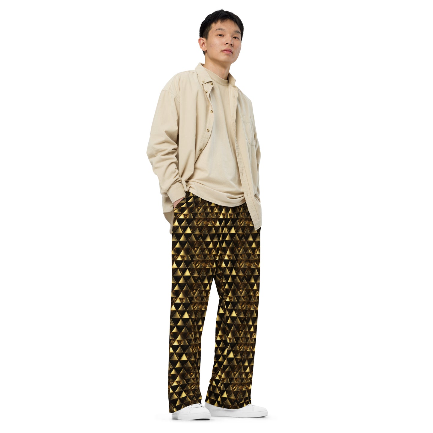 Gold & Black Pyramids unisex wide-leg pants