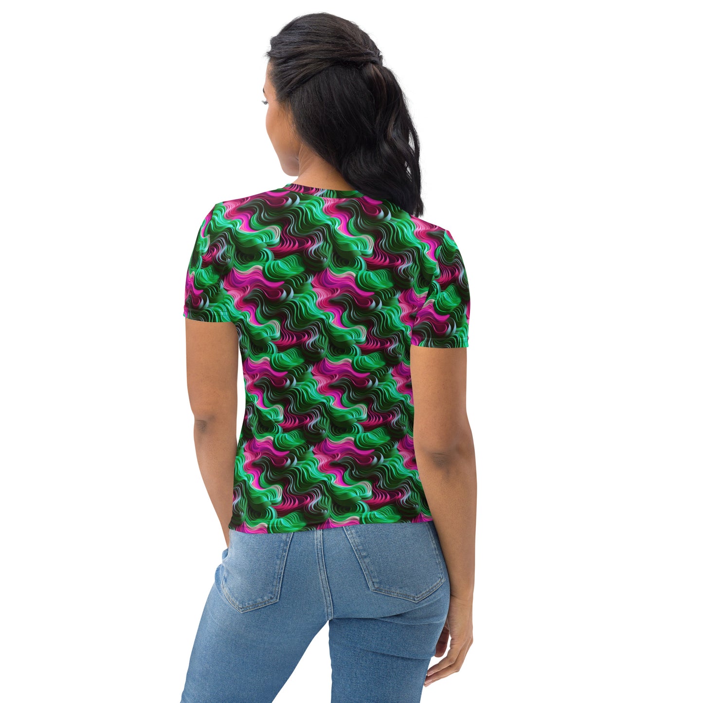 Pink & Green Cosmic Ripple Women's T-shirt