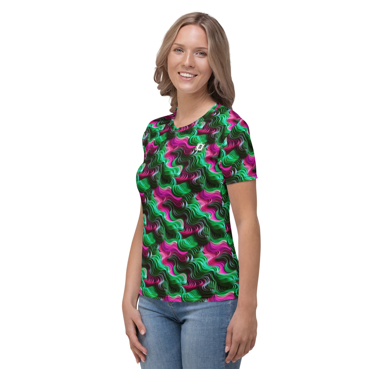 Pink & Green Cosmic Ripple Women's T-shirt