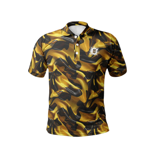Black & Golf Satin Polo Shirts